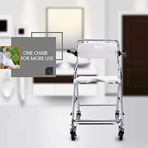 Tekerlekli YAYONG Duş Sandalyesi, Sırtlı ve Kollu Katlanır Banyo Oturağı, Yaşlılar için Duş - Duş Sandalyeleri için Alüminyum