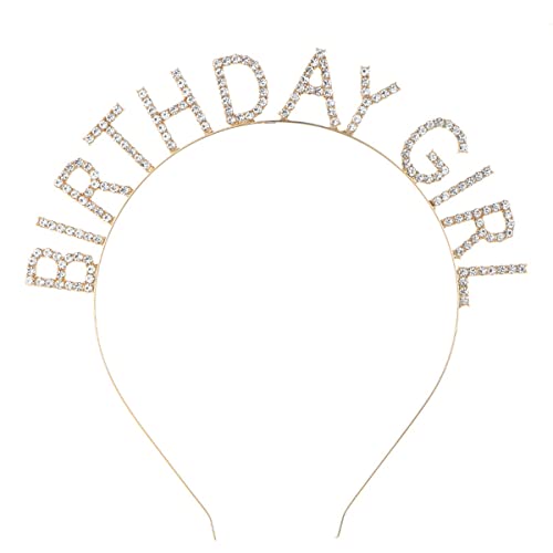 Doğum günü Kız Kafa Bandı Doğum Günü Taç Kadınlar Kızlar için Prenses Rhinestone Tiara Başlığı Doğum Günü Aksesuarları, Altın