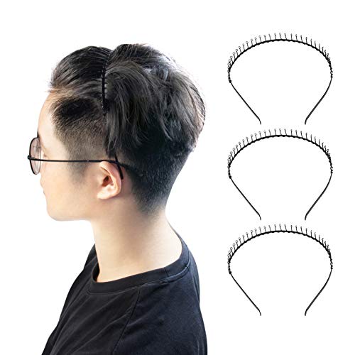AUEAR, 8 Paket Unisex Siyah Metal Diş Tarak Dalgalı Saç Bandı tutmak için Kısa Uzun Saç Saç Çember Hairband Kafa Bandı Saç