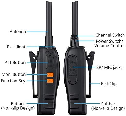 eSynic Kulaklık ile 3 adet Şarj Edilebilir Walkie Talkie Uzun Menzilli İki Yönlü Radyolar 16 Kanal UHF USB Kablosu Şarj Walky