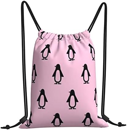 Sevimli penguen ipli sırt çantası, spor salonu Sackpack çanta Yoga spor yüzme seyahat plaj İçin