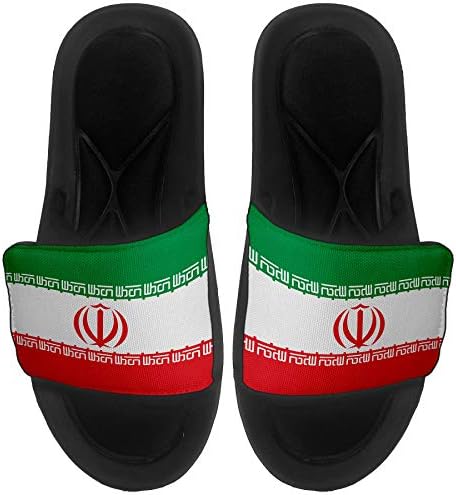 ExpressİtBest Yastıklı Slide-On Sandalet / Erkekler, Kadınlar ve Gençler için Slaytlar - İran Bayrağı ( İran) - İran Bayrağı