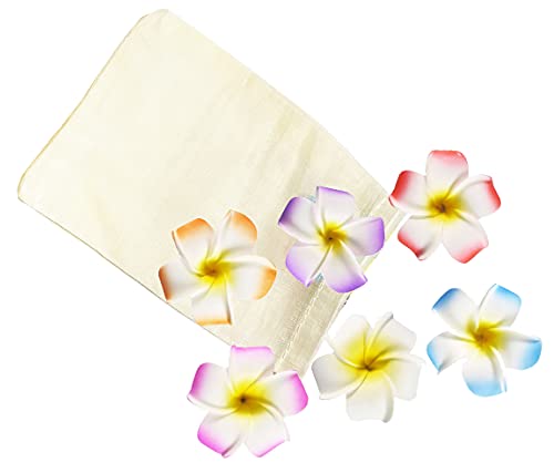 Paket: Ürün Resmi HipGirl 6 adet 2.5 Hawaii Hawaiian Çiçek Klipleri + 25ct Muslin Çanta İpli Kese, bez hediye Keseleri