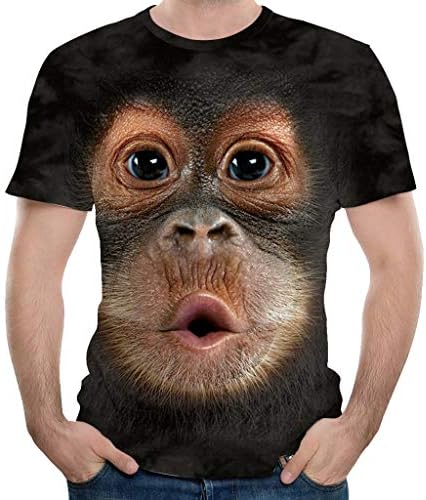 TWGONE Orangutan Gömlek Erkekler Bahar Yaz 3D Baskı Ekip Boyun Kısa Kollu T Shirt Bluz Tops