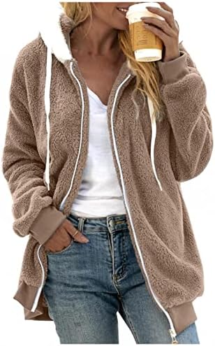 Vıckyleb Ceketler Kadınlar için Hoodie, kadın Kış sıcak tutan kaban Polar Palto Uzun Kollu Düğme Tıknaz Dış Giyim