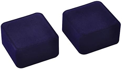 ıSuperb 2 Set Koyu Mavi Kadife Çift Çift Yüzük Kutusu Küpe Takı Durumda Hediye Kutuları 2.7x2. 7x1. 6 inç