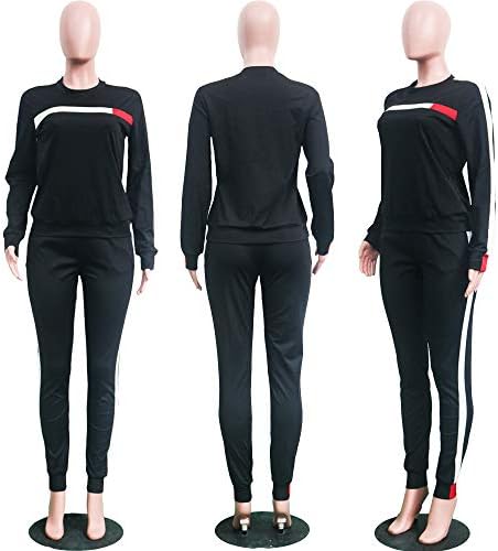 Bealin Koşu Takım Elbise Kadınlar için 2 Parça Şerit Patchwork Kazak Üst Eşofman Pantolon Egzersiz Seti