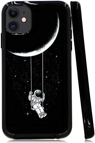 iPhone 11 Kılıf, Lartin Yumuşak Esnek Jellybean Jel iphone için kılıf 11 6.1 inç 2019 (Astronot Sürme bir Salıncak Bağlı Ay)