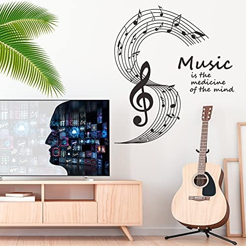 Büyük Müzik Not Notasyon Band ile 2 Kahve Fincanları Duvar Çıkartması Etiketler, Müzik Zihin Ilaç Alıntı Söyleyerek Duvar Sanat