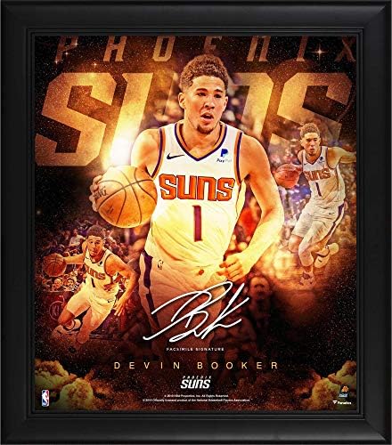Devin Booker Phoenix Suns, Oyunun 15 x 17 Yıldızlarını Çerçeveledi Kolaj-Faks İmzası-NBA Oyuncusu Plaketleri ve Kolajları