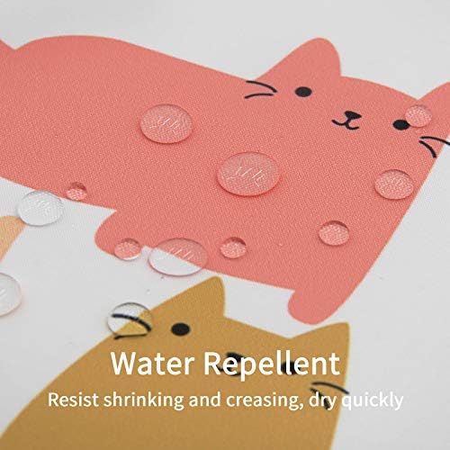 MitoVilla Sevimli Kedi Duş Perdesi, renkli Karikatür Mutlu Kitty Kedi Yavru Desen Banyo Dekor için Kadın, Çocuk Kız, Su Geçirmez