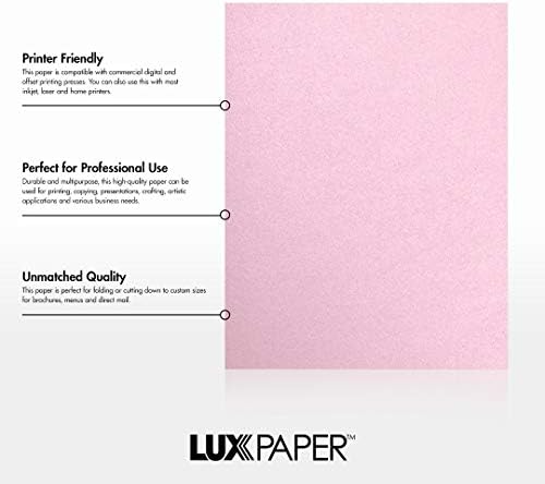 LUXPaper 8.5” x 11 Kağıt El Sanatları ve Baskı için Gül Kuvars Metalik, Karalama Defteri ve Ofis Malzemeleri, 50 Paket (Pembe)