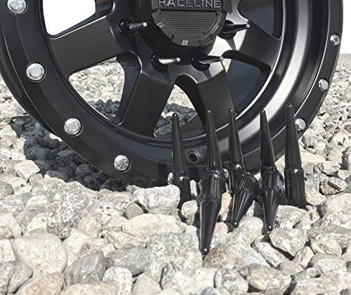 Tekerlek Aksesuarları Parçaları 20 Set Siyah Çivili Katı Metal Lug Kuruyemiş M12x1.5 Konu 4.4 İnç Boyunda Kapalı Sonu Bulge