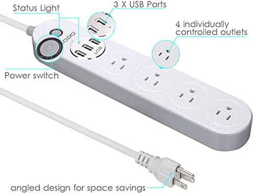 XODO WP4 Akıllı Güç Şeridi-3 USB Bağlantı Noktası ve 4 Çıkışlı WiFi Dalgalanma Koruyucusu-Uygulama Kontrollü Cihaz-Zaman Çizelgesi-Hub