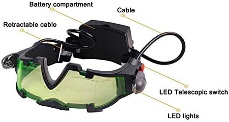 Çocuklar gece görüş gözlüğü, ayarlanabilir Led gece gözlüğü ile Flip-Out ışıkları yeşil Lens, Casus gece görüş gözlüğü oyuncak
