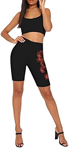 LilyCoco kadın Güneş Ay Baskı Yoga Pantolon Spor Şort Atletik Yüksek Bel Sıkı Tayt