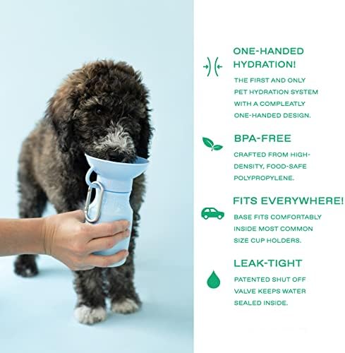 Springer Mini Seyahat Köpek Su Şişesi – Köpek Yürüyüşü, Yürüyüş ve Seyahat için Patentli Sızdırmaz Tasarıma Sahip 15 oz Küçük
