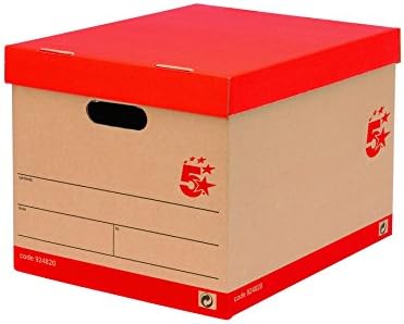 5 Yıldız Ofis Saklama Kutusu için 5 A4 Kolu Arch Dosyaları üzerinde Kırmızı Kahverengi [Paketi 10]