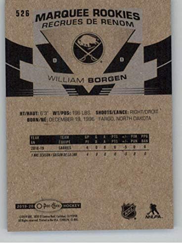 2019-20 O-Pee-Chee Mavi Sınır Hokeyi 526 William Borgen Buffalo Sabres Üst Güverte Opc'den Resmi NHL Ticaret Kartı