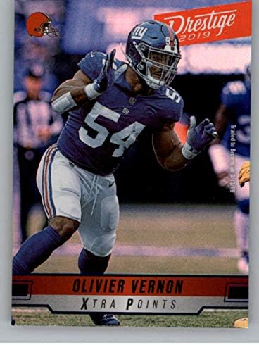 2019 Prestij Xtra Puan Mavi Futbol 74 Olivier Vernon Cleveland Browns Resmi NFL Ticaret Kartı Panini Amerika