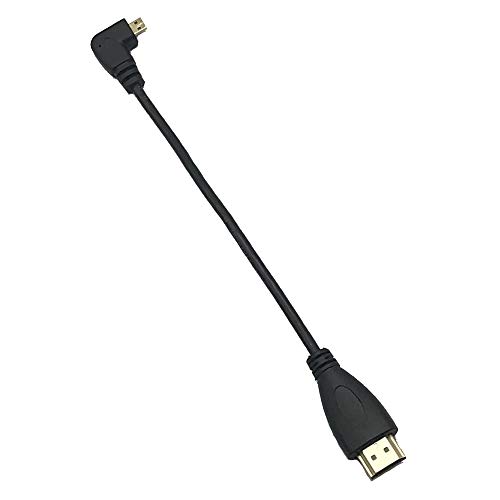 MMNNE 8 İNÇ 90 Derece Açı Mikro HDMI Erkek HDMI Erkek Kablo Konektörü (Siyah Dik Açılı)
