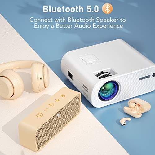 Projektör, WiFi ve Bluetooth'lu TOPTRO Projektör, Full HD 7500 Lümen Desteği 1080P, Taşıma Kılıflı Mini Projektör, TV çubuk