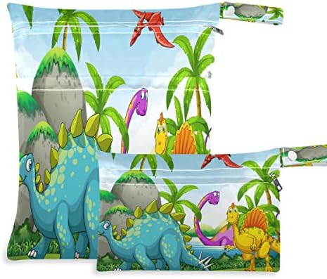 KEEPREAL dinozor Orman ıslak kuru çanta için bebek bezi bezi, yıkanabilir seyahat çantaları, plaj, spor çanta için mayolar