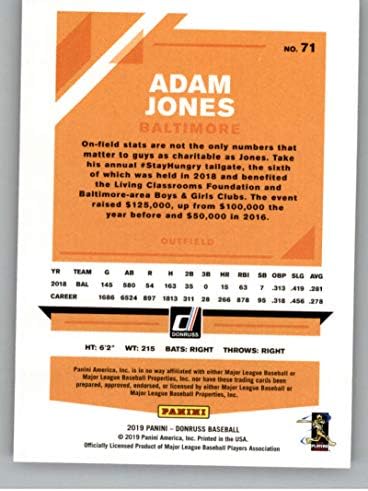 2019 Donruss Holo Kırmızı Beyzbol 71 Adam Jones Baltimore Orioles Resmi MLB Ticaret Kartı Panini