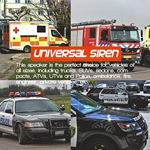 BooYu 12 V 200 W 9 Sesleri Polis Uyarı Acil Siren PA Sistemi [İnce Hoparlör][125-135dB][El Mikrofonu][Eller-Serbest][2 x 15A