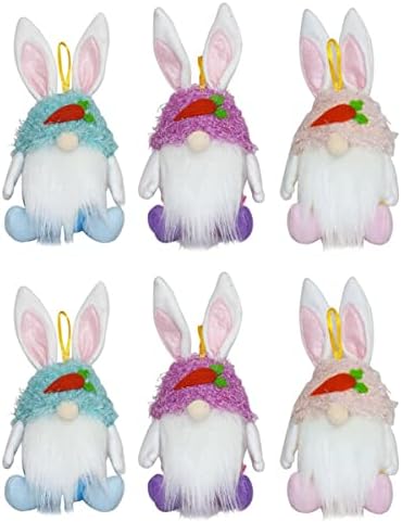 Amosfun 6 pcs Paskalya şeker kavanozu Tavşan Bunny Gnome Bebek Çerez Hediye Şişe Kavanoz Gıda saklama kabı için Paskalya doğum