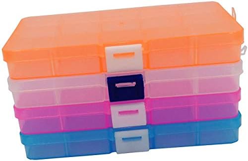 Mini Takı Organizatör (4 paketi) Ayarlanabilir Küçük Çıkarılabilir Şeffaf Plastik 10-Grid Takı Organizatör Bölücü Saklama Kutusu