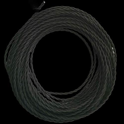 Jınchao-Bakır Tel Siyah 20.75 mm Vintage elektrik teli Siyah Bükülmüş Kumaş, Örgülü Lamba Kablosu, bakır Tekstil Kablo Kolye