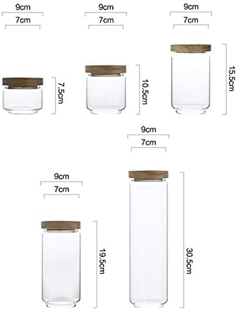 Kurabiye kavanozu Ahşap Kapaklı şeker kavanozu Uzun Borosilikat Şeffaf Cam saklama kutusu Tankı Taşınabilir Gıda Tahıl Konteyner