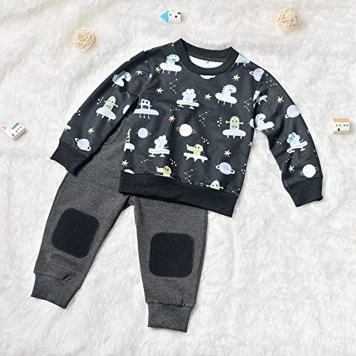 DESTURE Toddler Erkek Bebek Giyim Setleri Küçük Dinozor Uzay Baskılı Uzun Kollu Üstler ve Pantolonlar Çocuklar 2 adet Kıyafetler