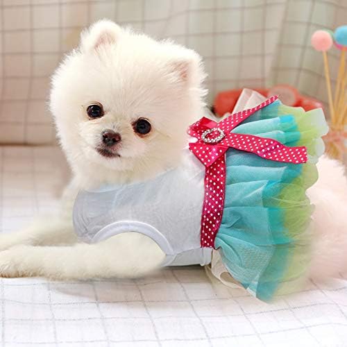 HYLYUN Küçük Köpek Elbise 2 Packs - Sevimli Tutu Prenses Elbise Kalp ve Dudak Baskılı Köpek Elbiseler Kız Küçük Köpekler için