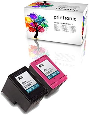 Printronic Yeniden Üretilmiş Mürekkep Kartuşu HP yedek malzemesi 901 CC653AN CC656AN (1 Siyah 1 Renk) 2 Paket