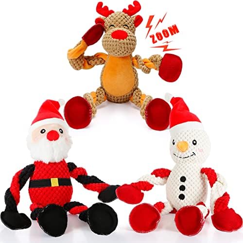 Senneny 3 Paket Köpek Noel Oyuncaklar Santa, Ren Geyiği ve Kardan Adam, Köpekler için Gıcırtılı Oyuncaklar Köpek, Büyük Orta