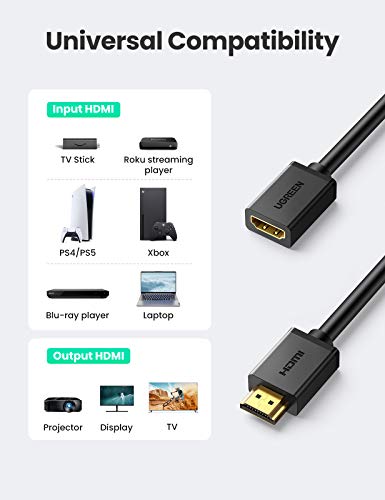UGREEN HDMI Uzatma Kablosu 4 K HDMI Genişletici Erkek Kadın için Uyumlu Nintendo Anahtarı Xbox One S 360 PS5 PS4 Roku TV çubuk