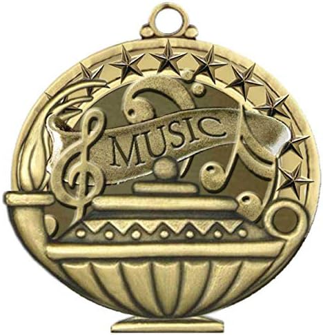 Altın Müzik Madalyaları 1. Sıra Kazanan Öğrenci Okul Ödülü Boyun Kurdeleli Kupa Ev Skolastik (3'lü Paket)