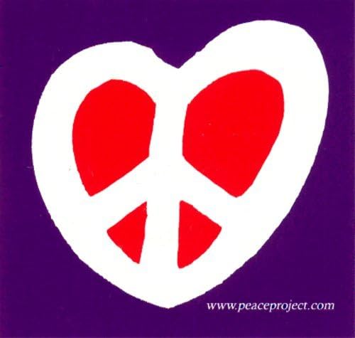 Mor ve Kırmızı Barış Sembolü Kalp-Manyetik Küçük Tampon Etiket / Çıkartma Mıknatısı (3 X 2.75)