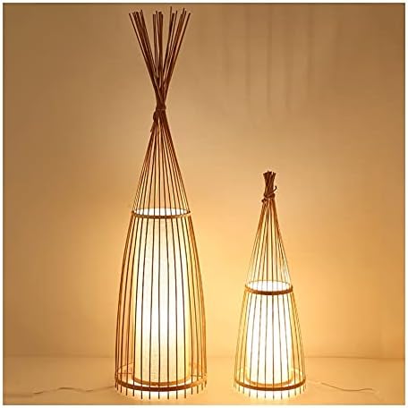 zemin lambaları 2 Paket Lamba Seti Bambu Zemin Lambaları Keten İç Abajur Modern Ayakta Lamba Seti 2 Oturma Odası Yatak Odası