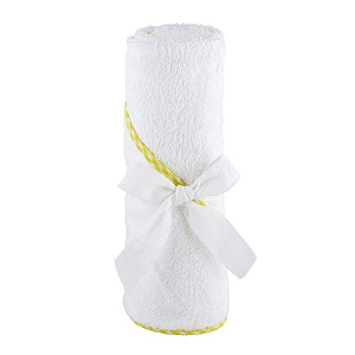Stephan Bebek %100 Pamuklu Havlu Kapşonlu Banyo Havlusu, 30 X 30 Kare, Sarı Şemsiye Süslemeli Beyaz