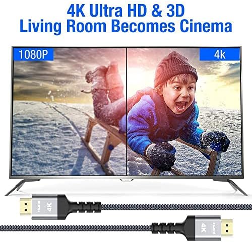 4 K HDMI Kablosu 60Hz HDMI Örgülü Kordon-Destekler (4 K 60Hz HDR,Video 4 K 2160 p 1080 p 3D HDCP 2.2 ARC-Ethernet Monitör ile