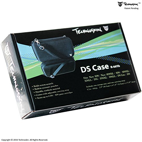 Technoskin-YENİ 3DS veya YENİ 3DS XL için Kompakt Seyahat Taşıma Çantası-Siyah - 8 Oyun Tutucular-Sert Kapak-Örgü Aksesuar