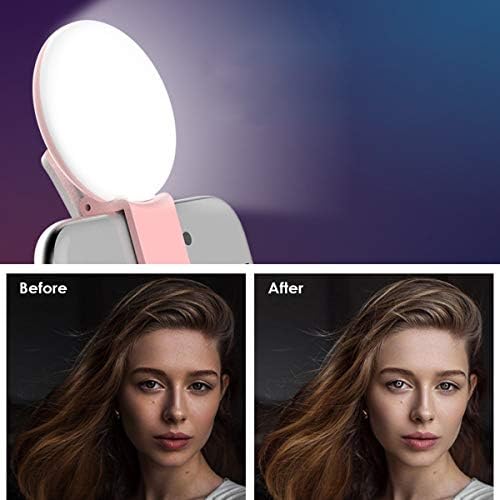 Taşınabilir Yuvarlak Klipsli Selfie dolgu ışığı, iPhone ve Android için Selfie ışık Halkası, Şarj Edilebilir 3 Seviyeli Parlaklık