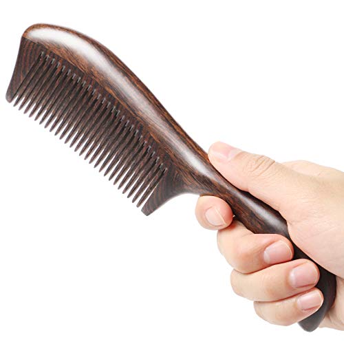 Onedor El Yapımı 100 % Doğal Siyah Sandal Ağacı Saç Combs-Anti-Statik Sandal Ağacı Kokusu Doğal Saç Detangler Ahşap Tarak (Siyah