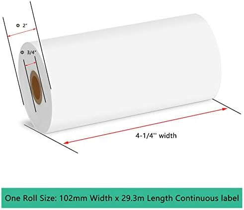 KCMYTONER 4 Rolls için Uyumlu Brother Cep RDM01U5 102mm (4) x 29.3 m Sürekli Uzunluk Kağıt Termal Makbuz kağıt ruloları Kullanımı