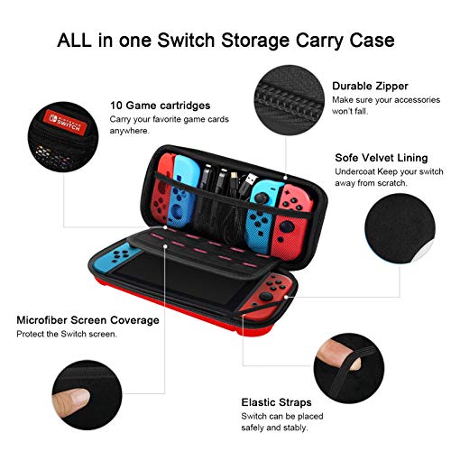 Nintendo Switch için Taşıma Çantası,HONEST KİN Koruyucu Seyahat Anahtarı taşıma çantası 10 Oyun Kartı Tutuculu Sert Kabuk Kılıfı,