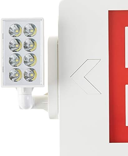 Gruenlich LED Combo Acil Çıkış İşareti, 2 Ayarlanabilir Kafa Lambası ve Çift Yüzlü, Yedek Pil-ABD Standart Kırmızı Harfli Acil
