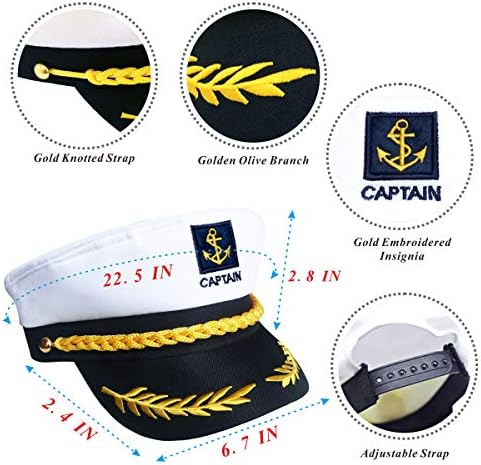 2 Adet Donanma Deniz Amiral Tarzı Şapka Ayarlanabilir Gemi denizci şapkası Yat Tekne Kaptan Şapka Komik parti şapkaları Yetişkin